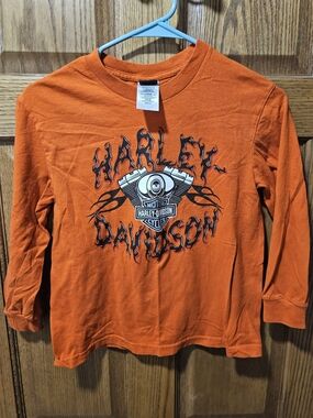 Harley-Davidson Kids Orange Long-Sleeve Graphic Tee